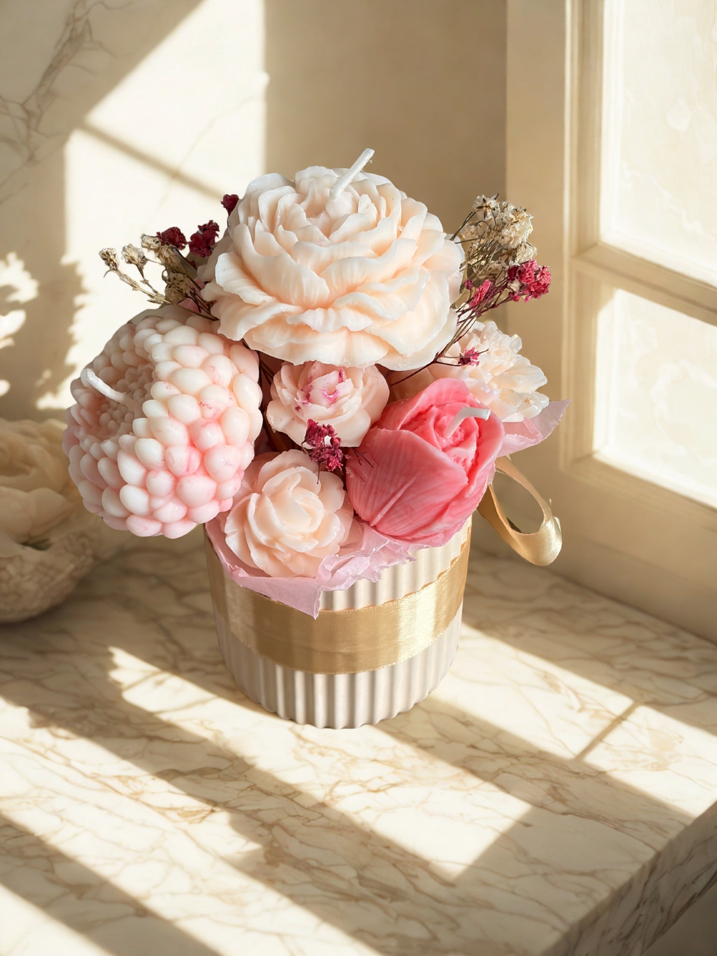 Garden of Dreams (Handmade Floral Candle Arrangement)