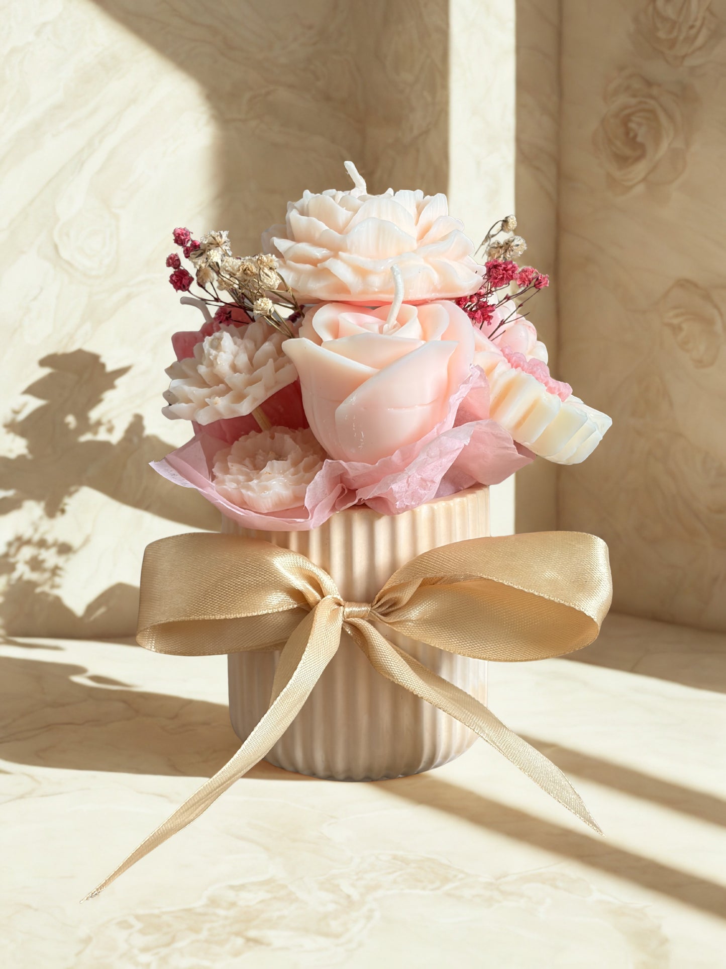 Garden of Dreams (Handmade Floral Candle Arrangement)